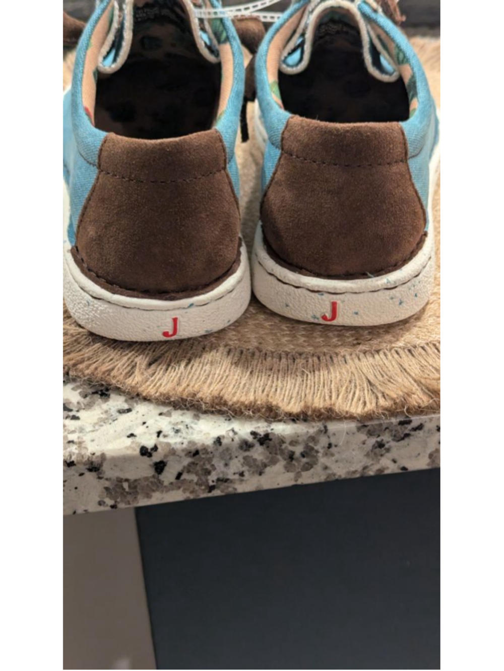 Justin Women's Casual Canvas Lace-Up Shoes Blue Brown Size 10 - Picture 7 of 12